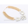 Hot Wholesale Fashion Crystal Stainless Steel Chain Bling Gold Necklace For Girl/Ladies